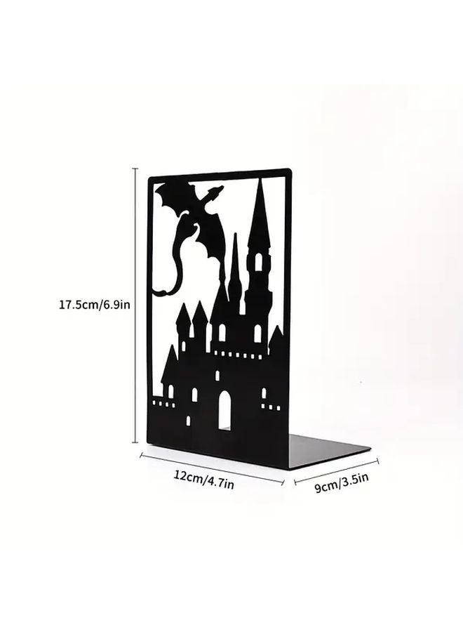 Black Dragon Castle Metal Book Stands With Crystal Accents Home Decor Gift - Image 2